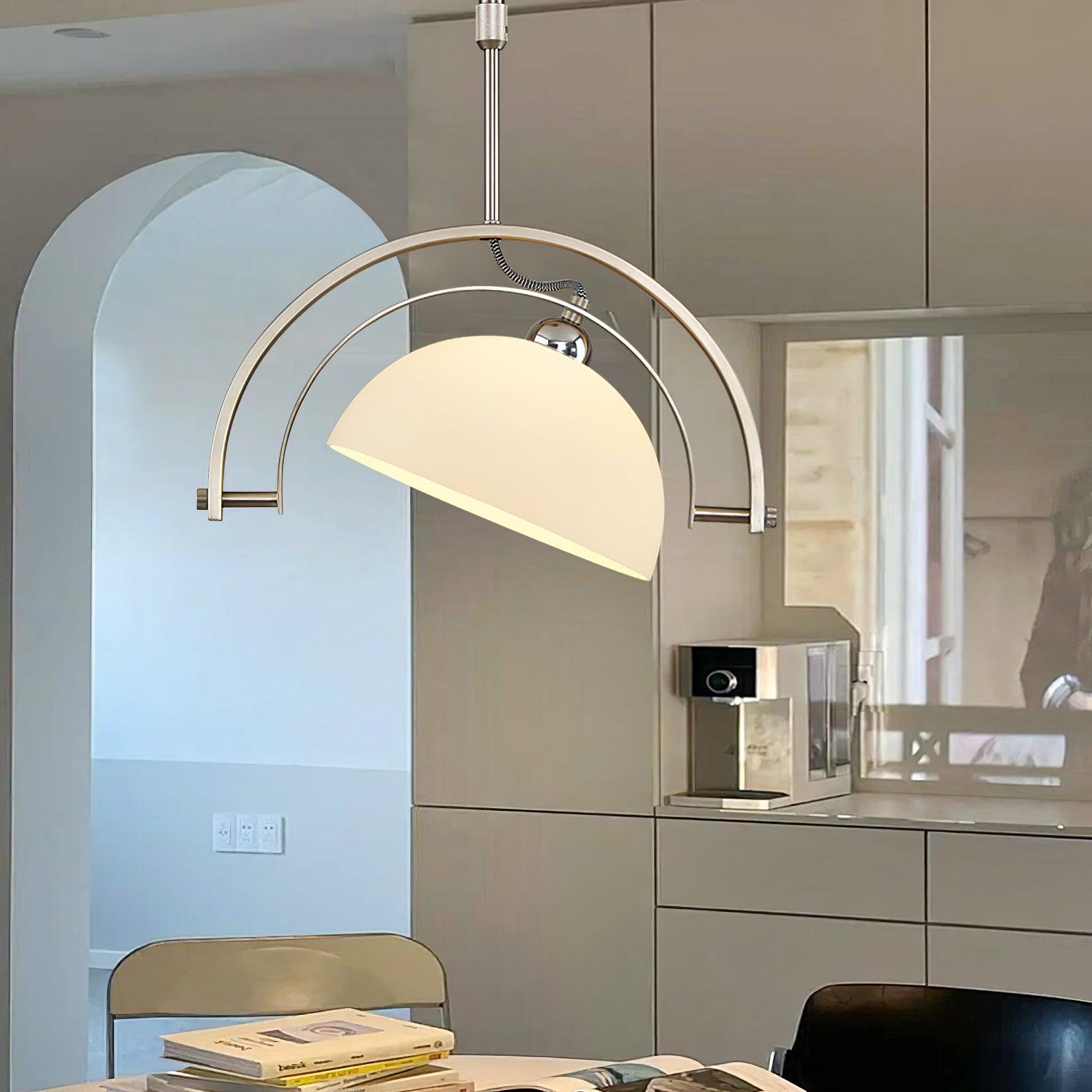 Polished Chrome Industrial Pendant Light with White Methacrylate Diffuser