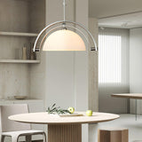 Polished Chrome Industrial Pendant Light with White Methacrylate Diffuser