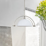 Polished Chrome Industrial Pendant Light with White Methacrylate Diffuser