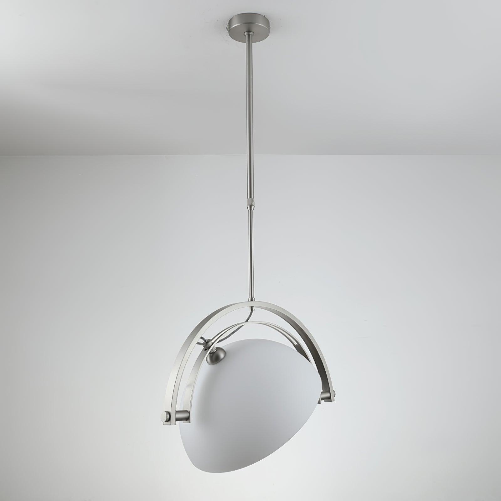 Polished Chrome Industrial Pendant Light with White Methacrylate Diffuser