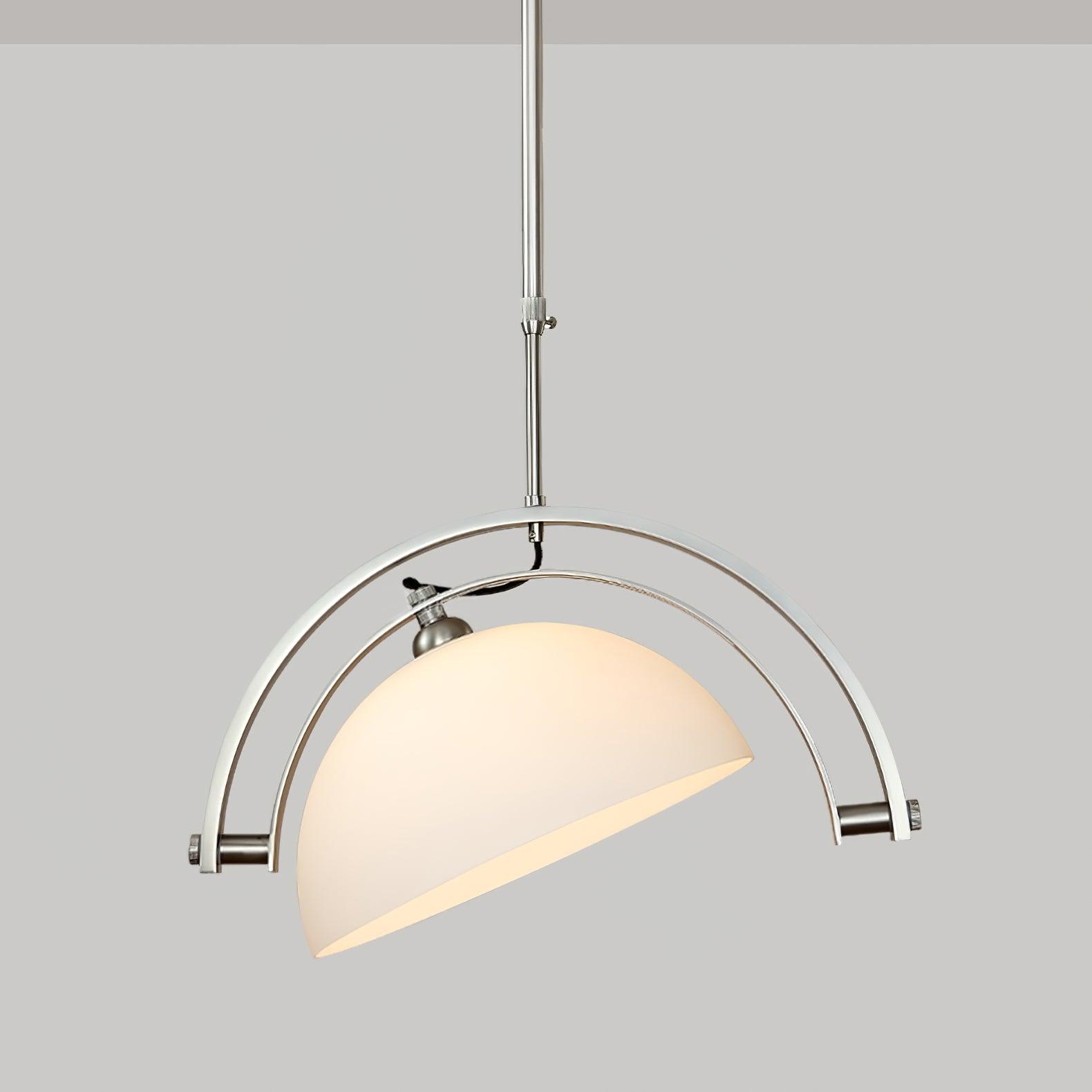 Polished Chrome Industrial Pendant Light with White Methacrylate Diffuser