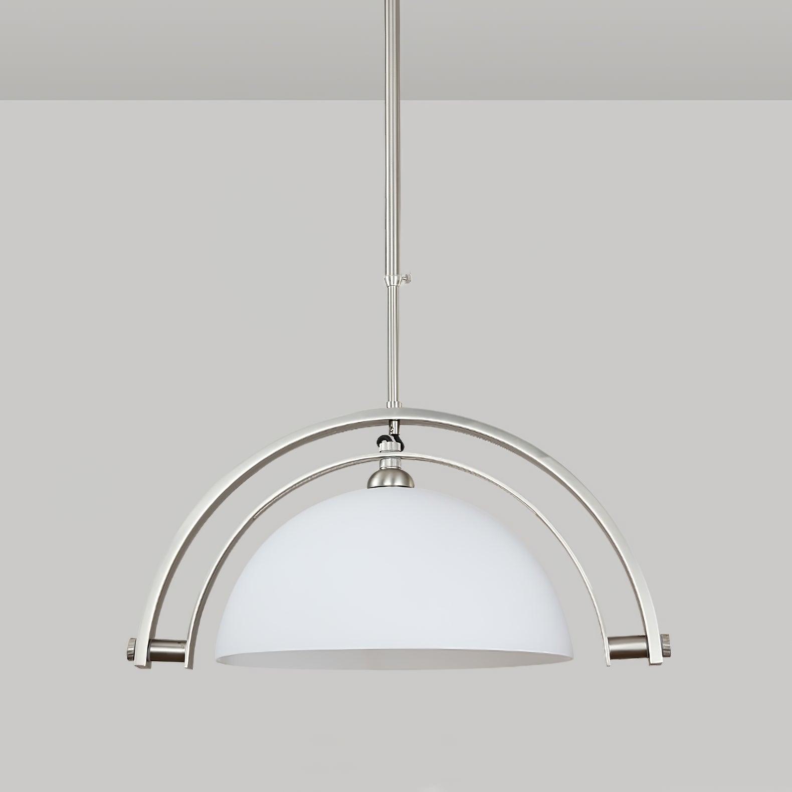 Polished Chrome Industrial Pendant Light with White Methacrylate Diffuser
