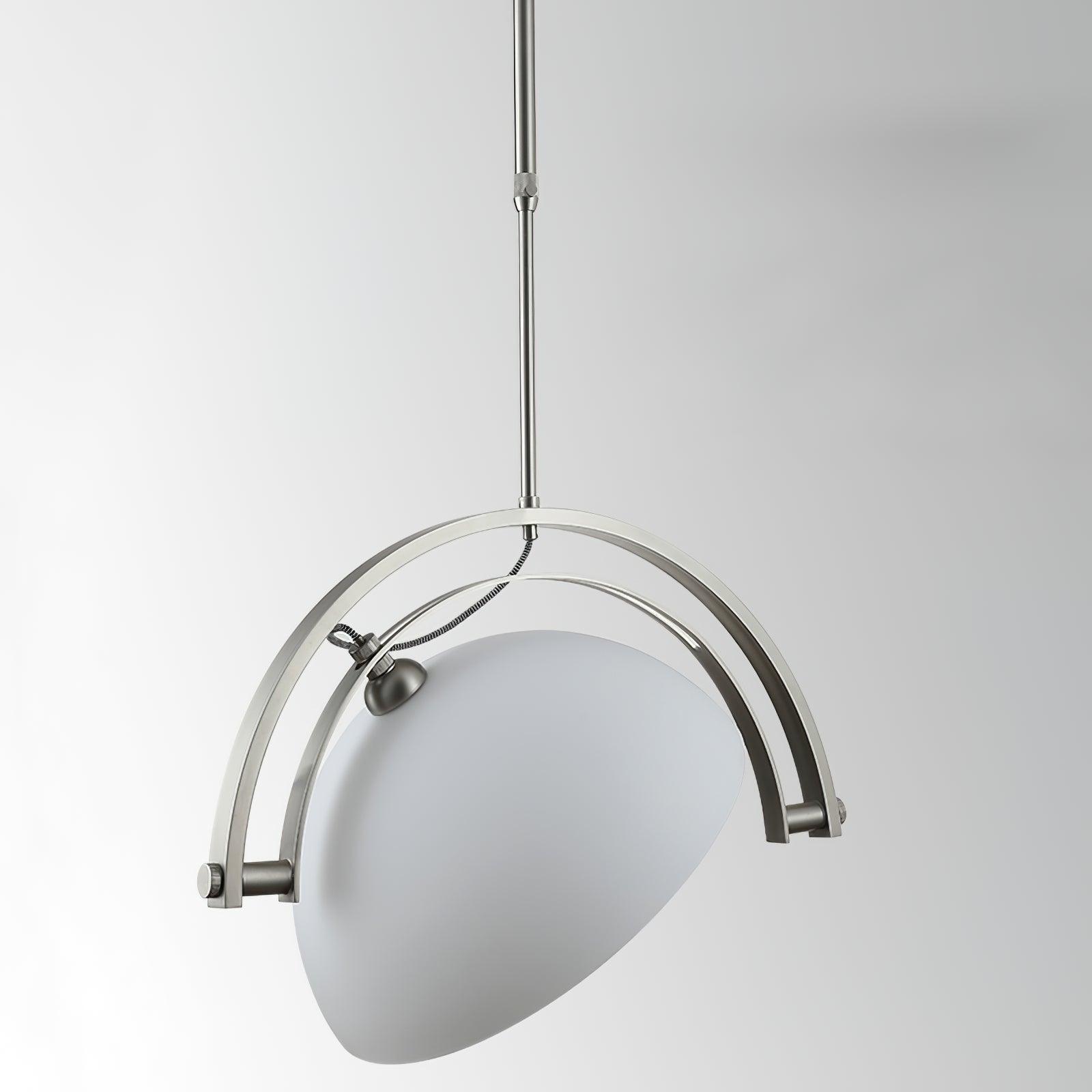 Polished Chrome Industrial Pendant Light with White Methacrylate Diffuser