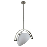 Polished Chrome Industrial Pendant Light with White Methacrylate Diffuser
