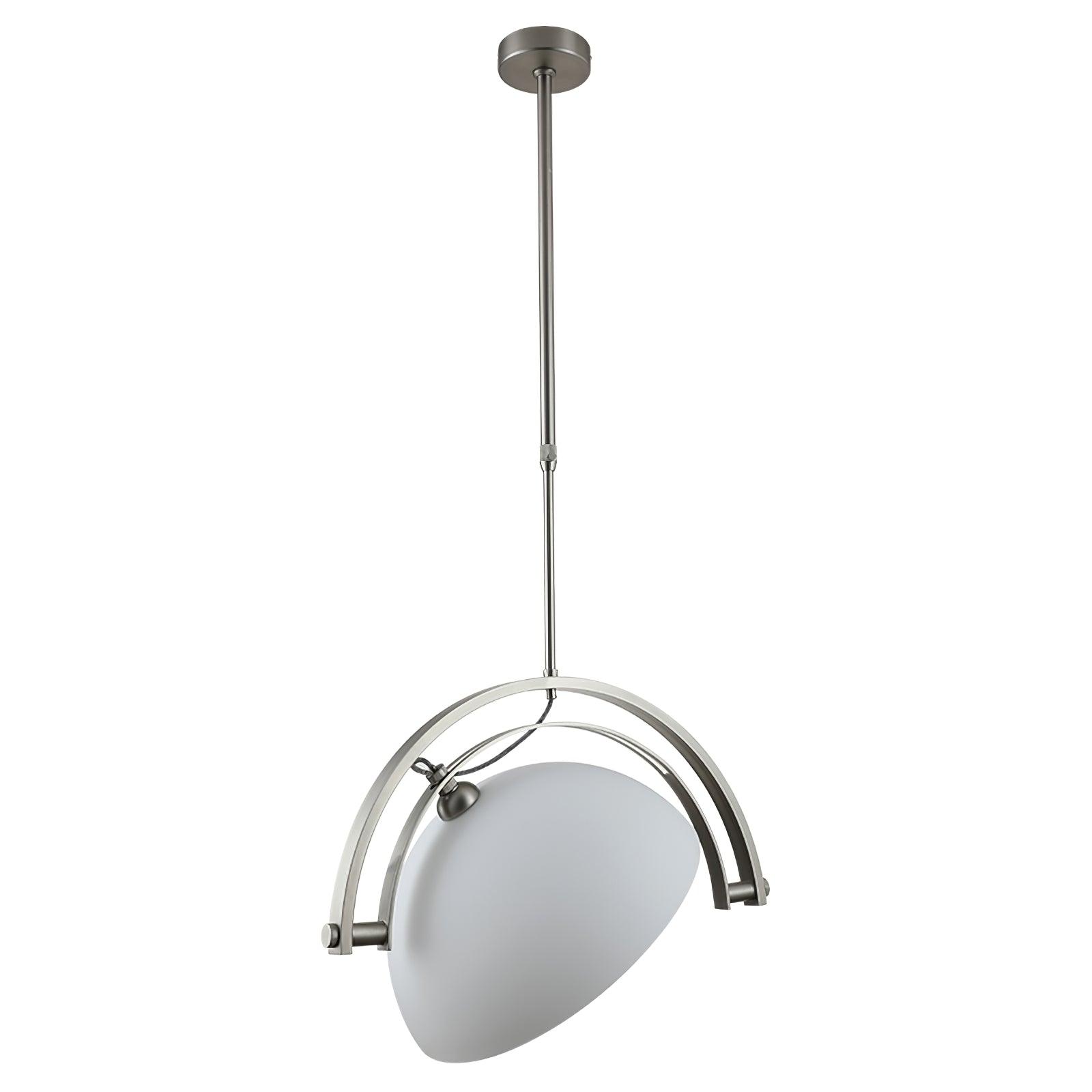 Polished Chrome Industrial Pendant Light with White Methacrylate Diffuser