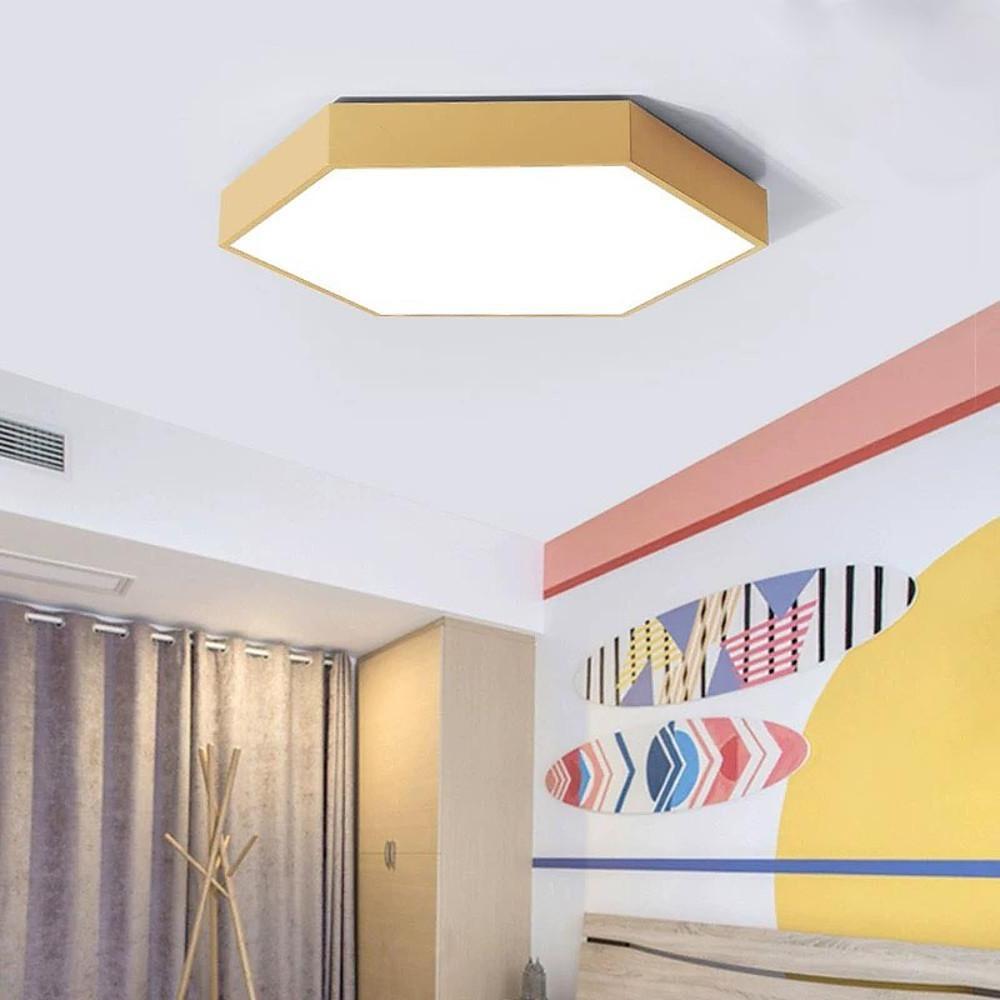 Modern Geometric Hexagon LED Flush Mount Ceiling Light Fixture for Home Decor