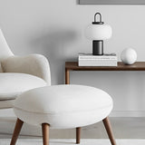 Portable LED Milk Glass Orb Table Lamp Modern Black Lantern Style Cordless Ambient Lighting