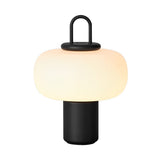 Portable LED Milk Glass Orb Table Lamp Modern Black Lantern Style Cordless Ambient Lighting