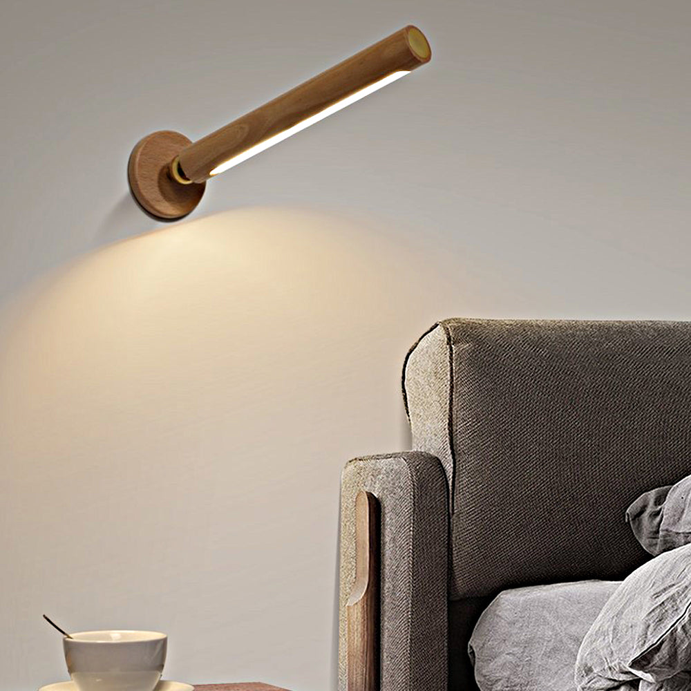 Portable Magnetic Wood LED Wall Sconce with 360 Rotation and USB Rechargeable Touch Night Light