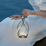 Portable Outdoor LED Lantern Waterproof Rechargeable Stainless Steel Night Light for Garden Camping