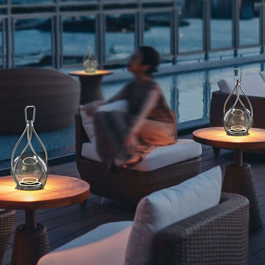 Portable Outdoor LED Lantern Waterproof Rechargeable Stainless Steel Night Light for Garden Camping