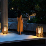 Portable Rattan Solar Outdoor Lantern Waterproof LED Decorative Garden Light with Handle