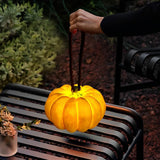 Portable Resin Pumpkin LED Outdoor Lantern with USB Charging and Leather Handle for Garden Decor