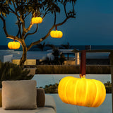 Portable Resin Pumpkin LED Outdoor Lantern with USB Charging and Leather Handle for Garden Decor