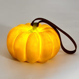 Portable Resin Pumpkin LED Outdoor Lantern with USB Charging and Leather Handle for Garden Decor
