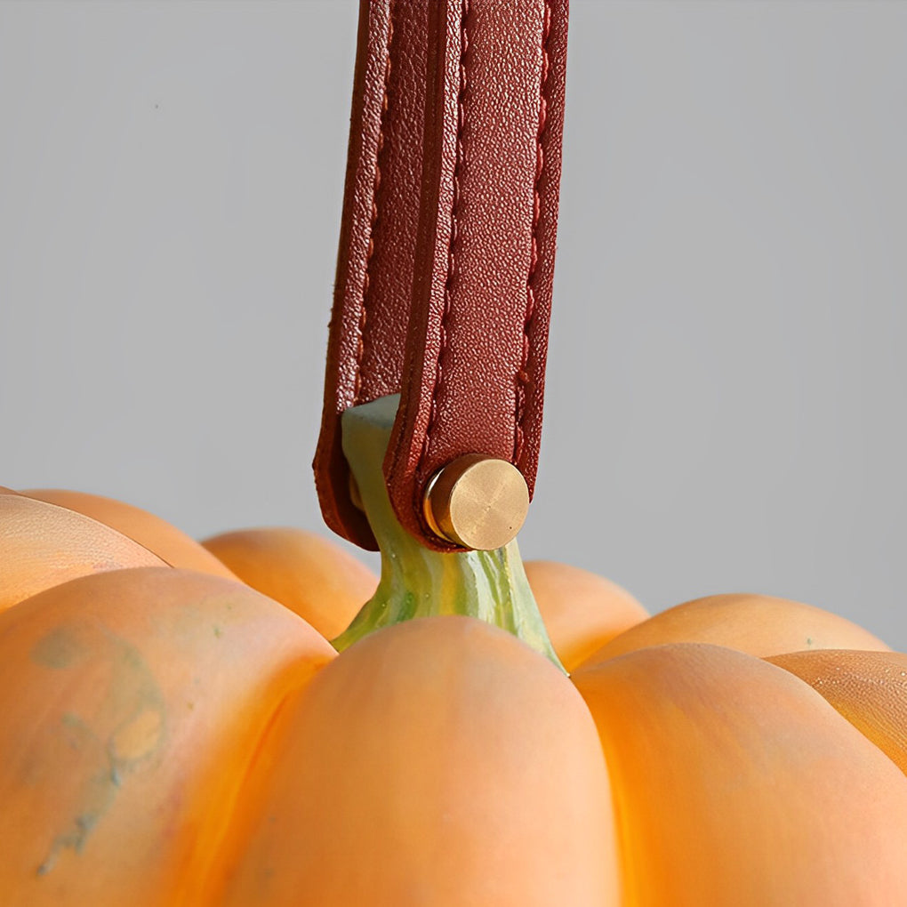 Portable Resin Pumpkin LED Outdoor Lantern with USB Charging and Leather Handle for Garden Decor