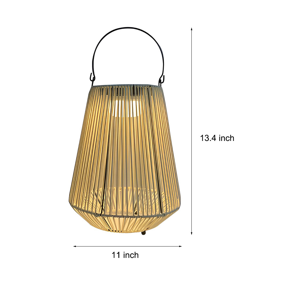 Portable Waterproof Outdoor Solar Lantern Handmade Rattan LED Garden Light for Patio