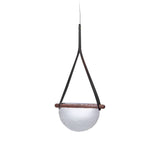 Post Modern Folded Semicircular Glass LED Pendant Light with Decorative Belt and Textured Shade