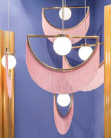 Post Modern Geometric Pendant Light with Tassels Eye Shaped Designer Ceiling Lamp