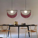 Post Modern Geometric Pendant Light with Tassels Eye Shaped Designer Ceiling Lamp