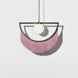 Post Modern Geometric Pendant Light with Tassels Eye Shaped Designer Ceiling Lamp