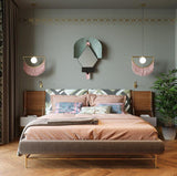 Post Modern Geometric Pendant Light with Tassels Eye Shaped Designer Ceiling Lamp