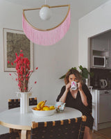 Post Modern Geometric Pendant Light with Tassels Eye Shaped Designer Ceiling Lamp