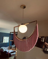Post Modern Geometric Pendant Light with Tassels Eye Shaped Designer Ceiling Lamp