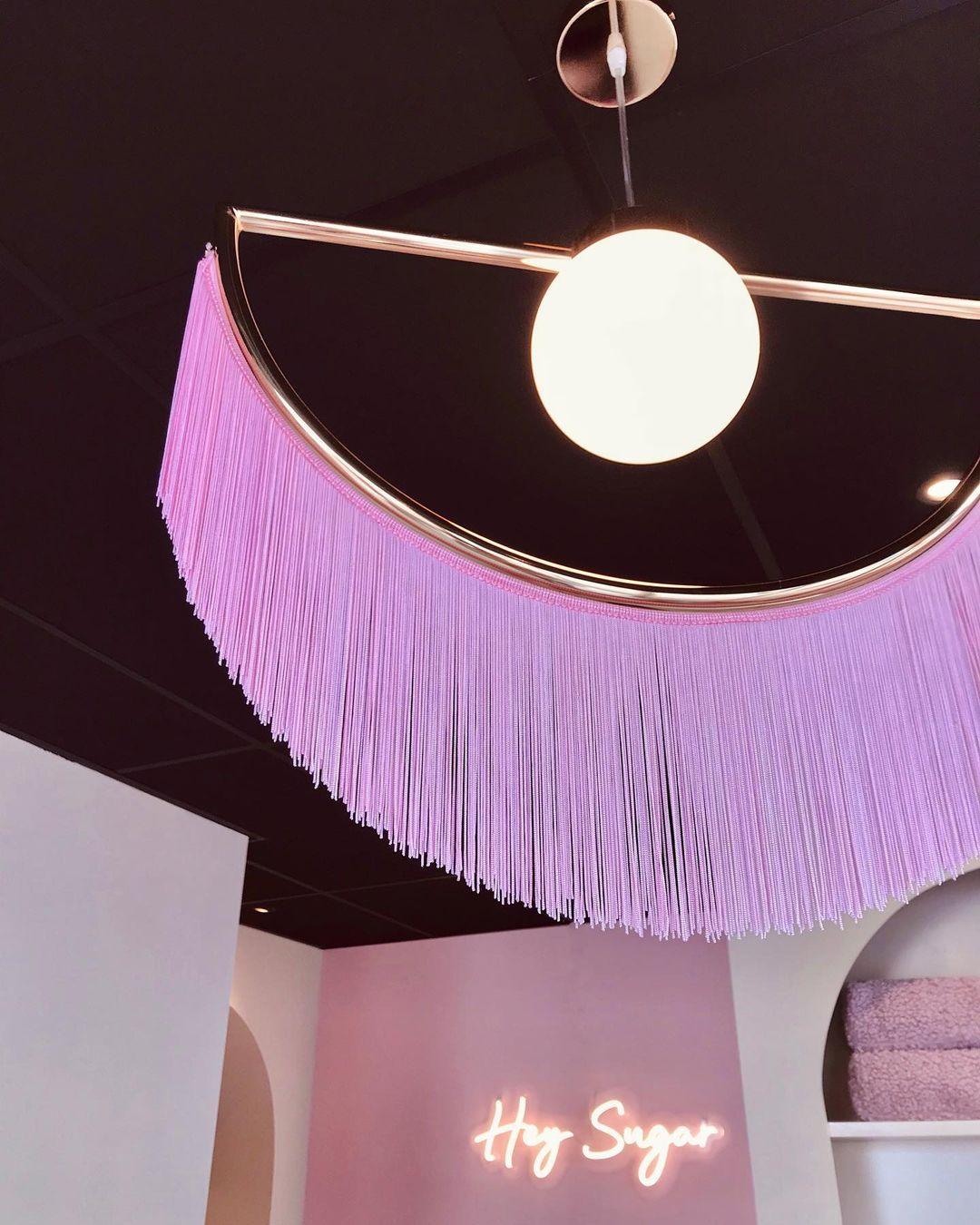 Post Modern Geometric Pendant Light with Tassels Eye Shaped Designer Ceiling Lamp