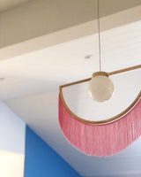 Post Modern Geometric Pendant Light with Tassels Eye Shaped Designer Ceiling Lamp