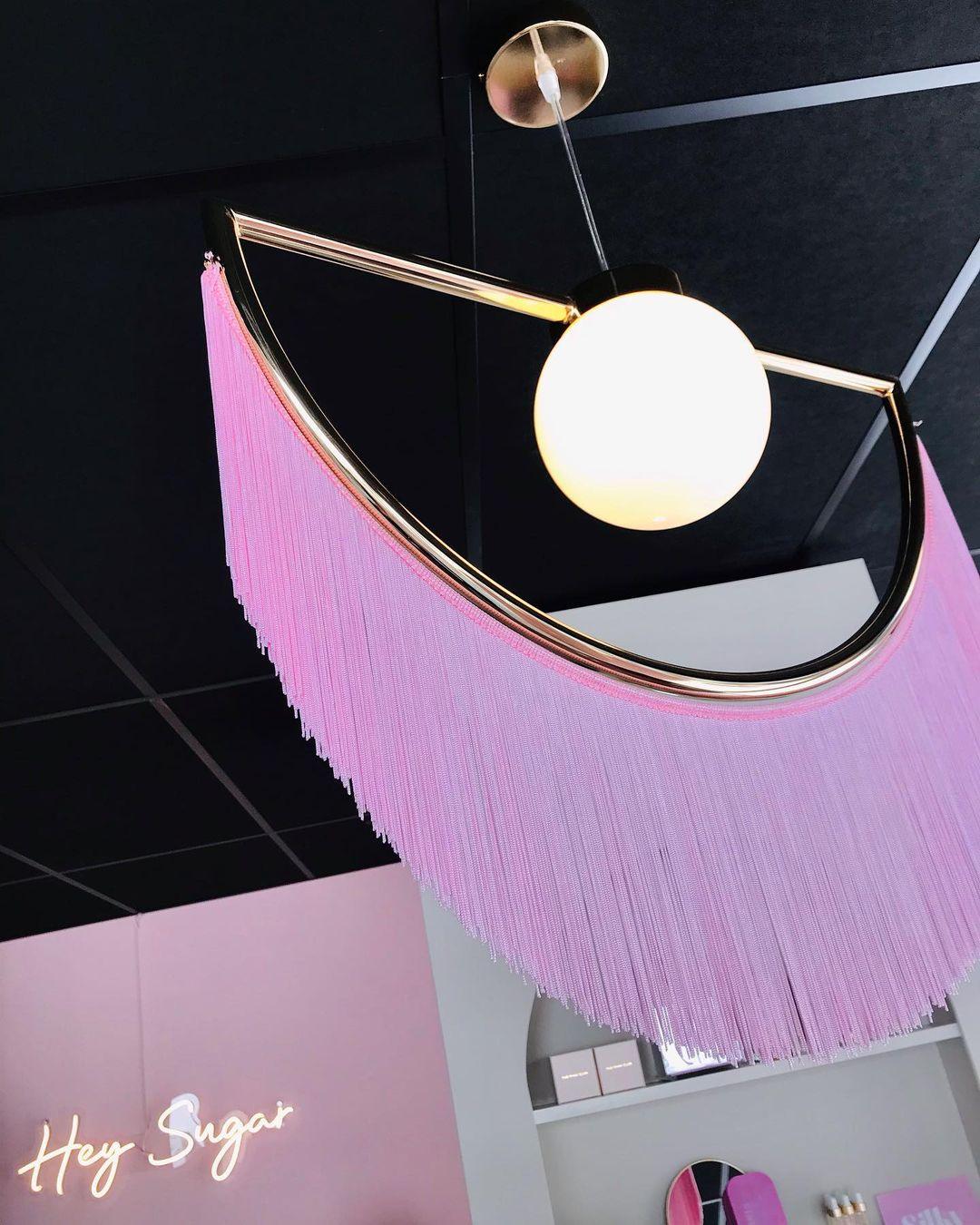 Post Modern Geometric Pendant Light with Tassels Eye Shaped Designer Ceiling Lamp