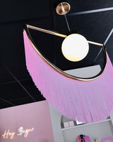 Post Modern Geometric Pendant Light with Tassels Eye Shaped Designer Ceiling Lamp