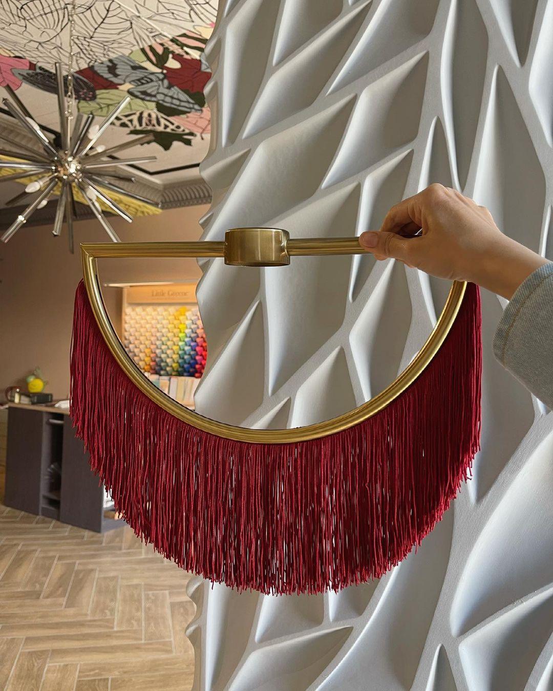 Post Modern Geometric Pendant Light with Tassels Eye Shaped Designer Ceiling Lamp