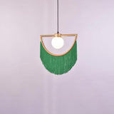 Post Modern Geometric Pendant Light with Tassels Eye Shaped Designer Ceiling Lamp