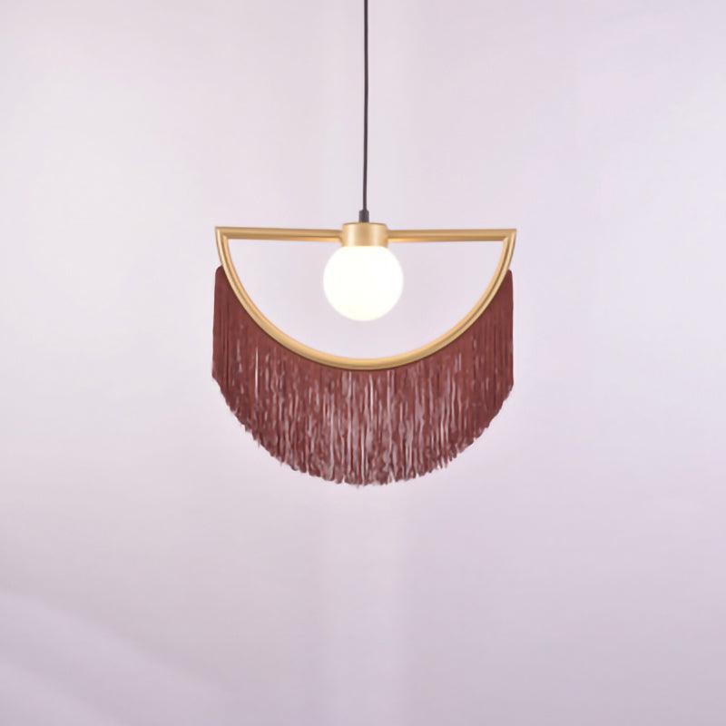 Post Modern Geometric Pendant Light with Tassels Eye Shaped Designer Ceiling Lamp