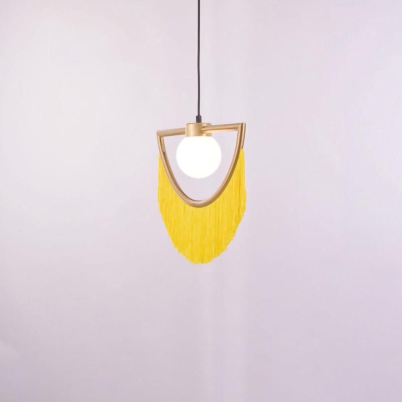 Post Modern Geometric Pendant Light with Tassels Eye Shaped Designer Ceiling Lamp