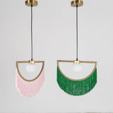 Post Modern Geometric Pendant Light with Tassels Eye Shaped Designer Ceiling Lamp