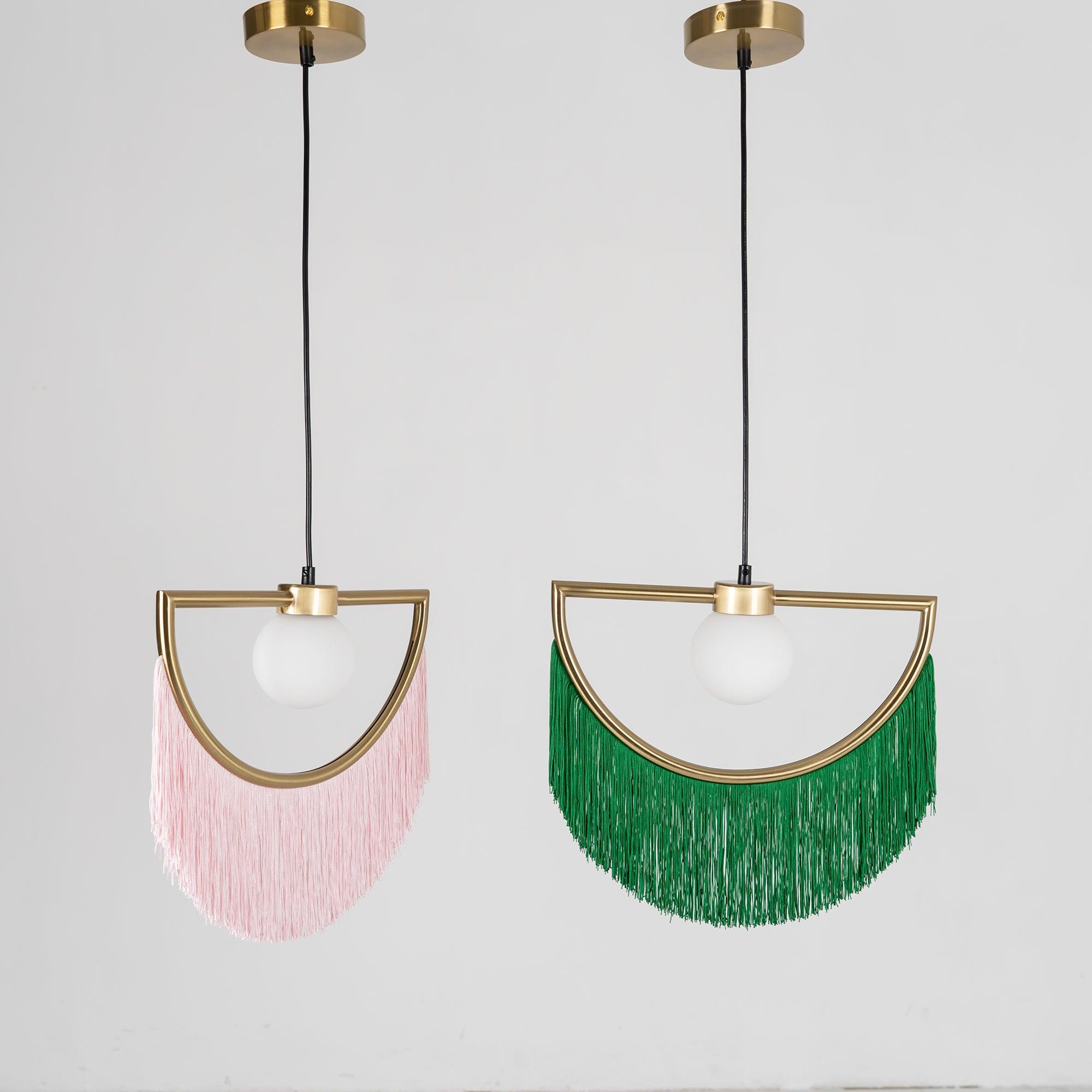 Post Modern Geometric Pendant Light with Tassels Eye Shaped Designer Ceiling Lamp