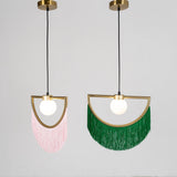 Post Modern Geometric Pendant Light with Tassels Eye Shaped Designer Ceiling Lamp