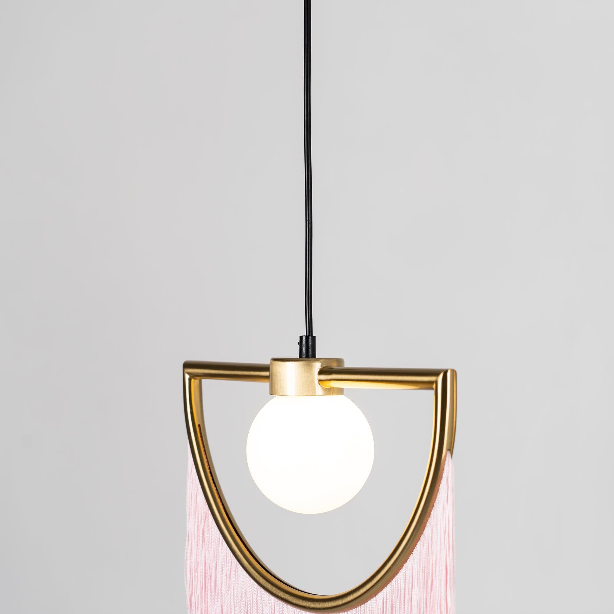 Post Modern Geometric Pendant Light with Tassels Eye Shaped Designer Ceiling Lamp