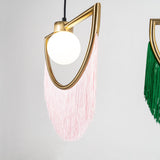 Post Modern Geometric Pendant Light with Tassels Eye Shaped Designer Ceiling Lamp