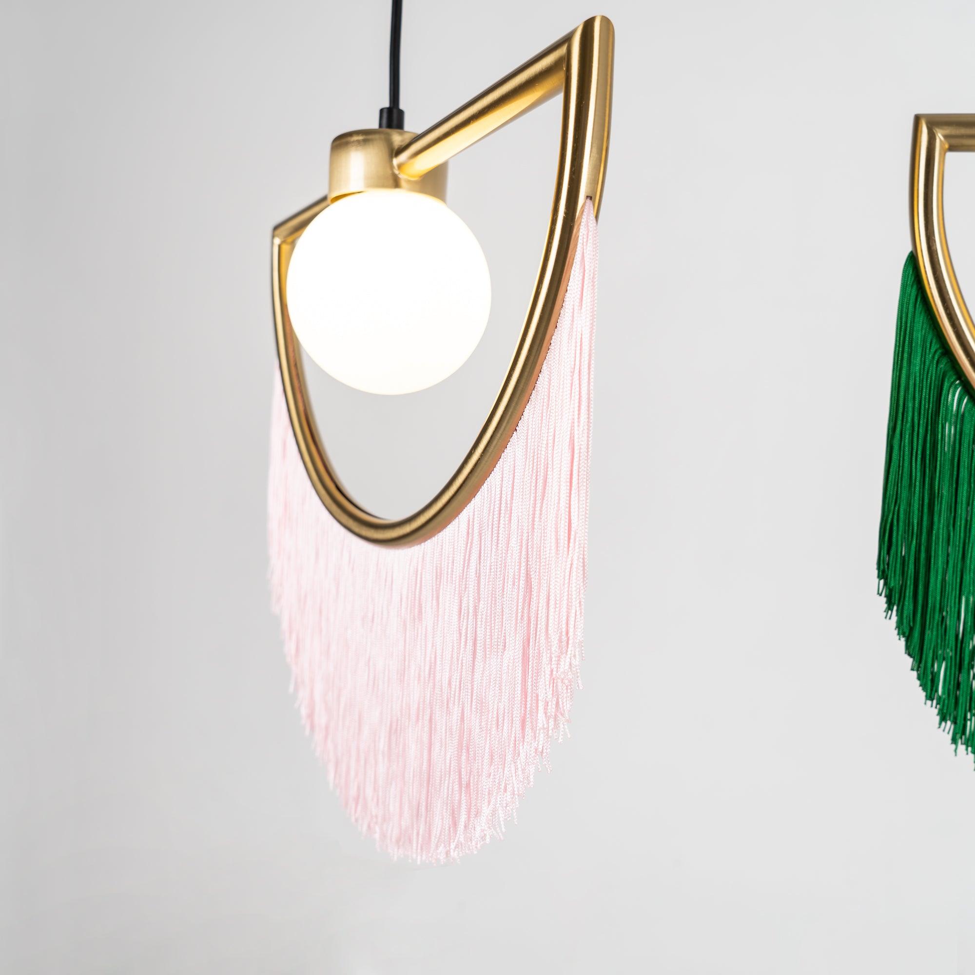 Post Modern Geometric Pendant Light with Tassels Eye Shaped Designer Ceiling Lamp