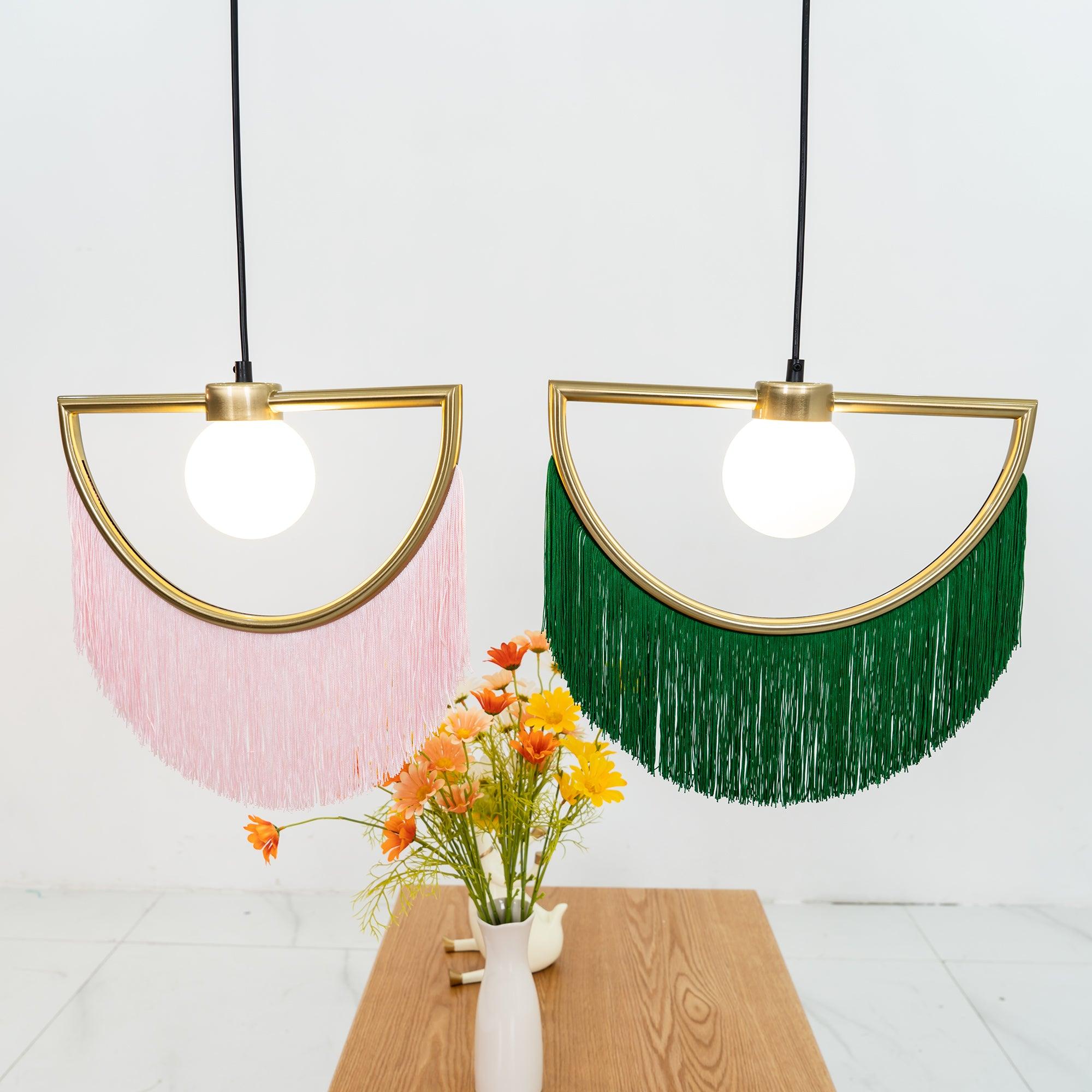 Post Modern Geometric Pendant Light with Tassels Eye Shaped Designer Ceiling Lamp