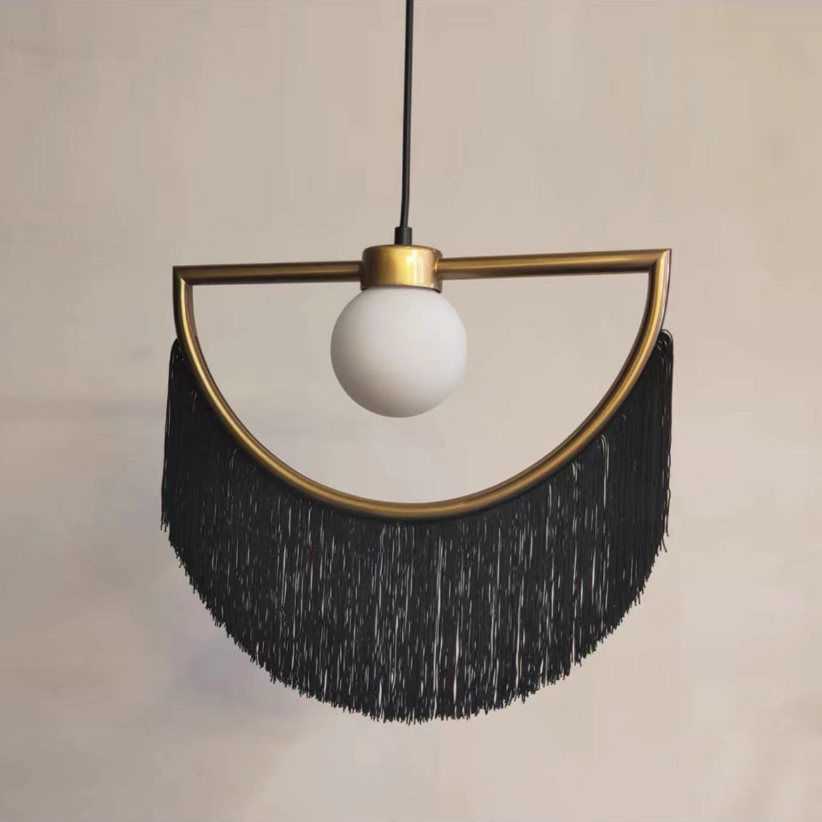 Post Modern Geometric Pendant Light with Tassels Eye Shaped Designer Ceiling Lamp