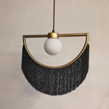 Post Modern Geometric Pendant Light with Tassels Eye Shaped Designer Ceiling Lamp