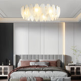 Post Modern Glass Feather Chandelier with Three Step Dimming for Dining Room and Living Room Decor