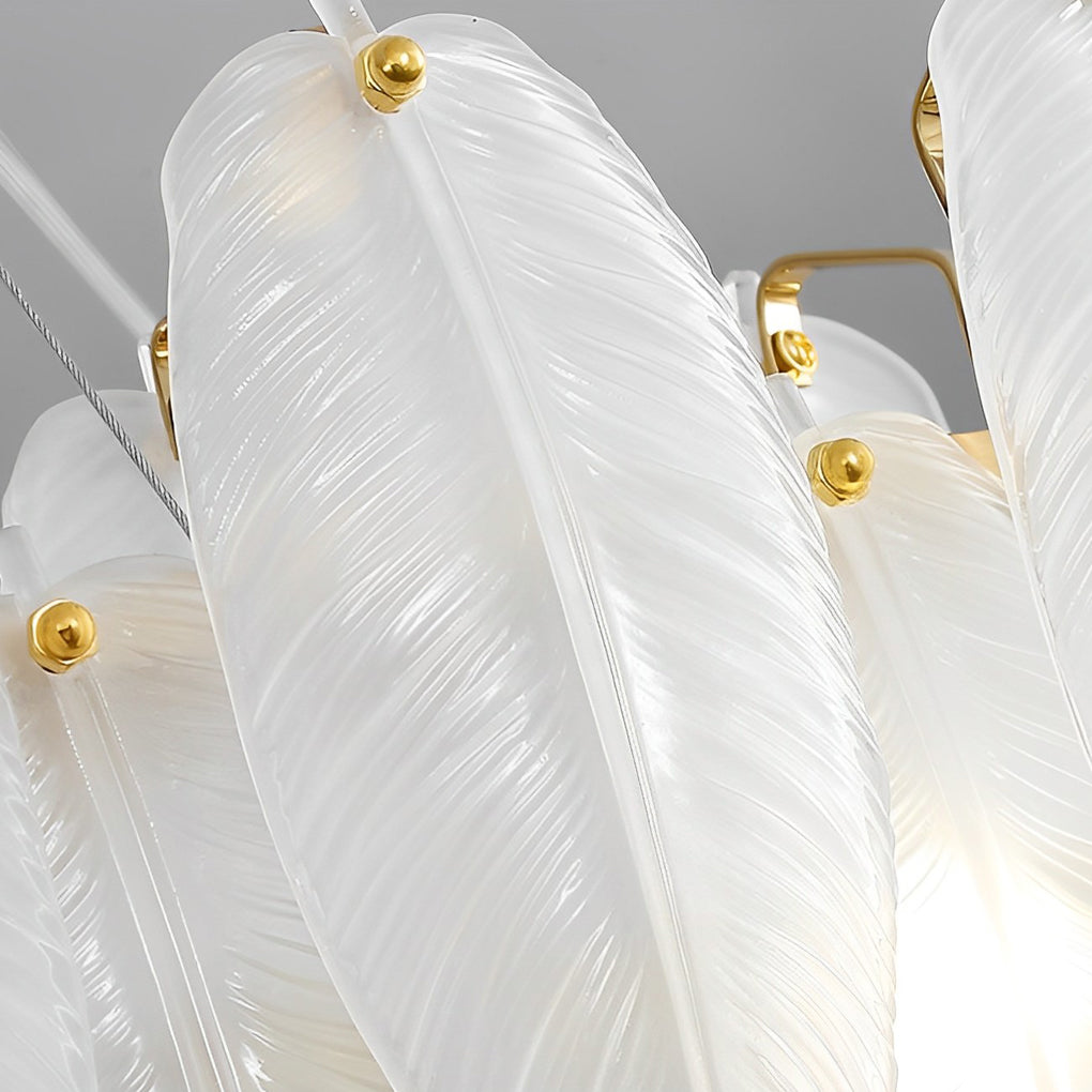 Post Modern Glass Feather Chandelier with Three Step Dimming for Dining Room and Living Room Decor