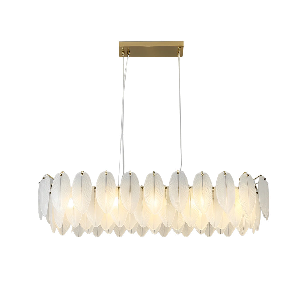 Post Modern Glass Feather Chandelier with Three Step Dimming for Dining Room and Living Room Decor