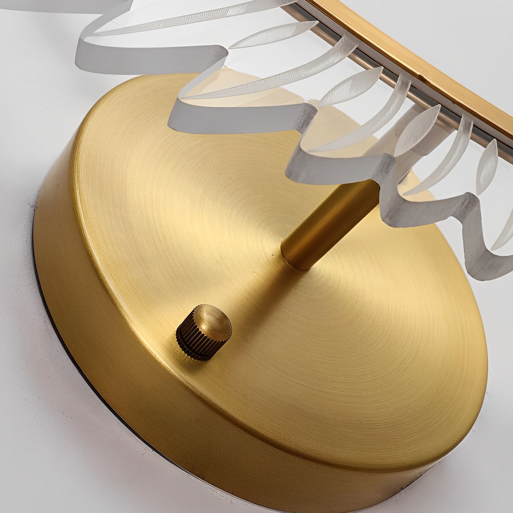 Postmodern Acrylic Leaf Design LED Wall Sconce Copper Finish with Three Color Dimming