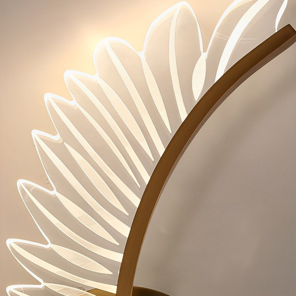 Postmodern Acrylic Leaf Design LED Wall Sconce Copper Finish with Three Color Dimming